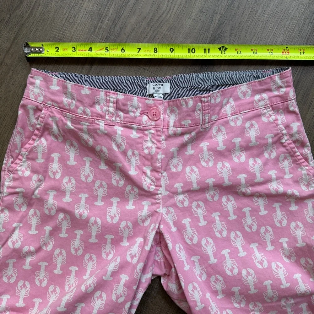 Crown & Ivy Pink Lobster Print Pants - Size 10 Petite - Picture 5 of 10